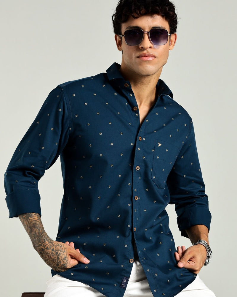 Hunter Green and Golden Petal Print -Full-Stain Proof