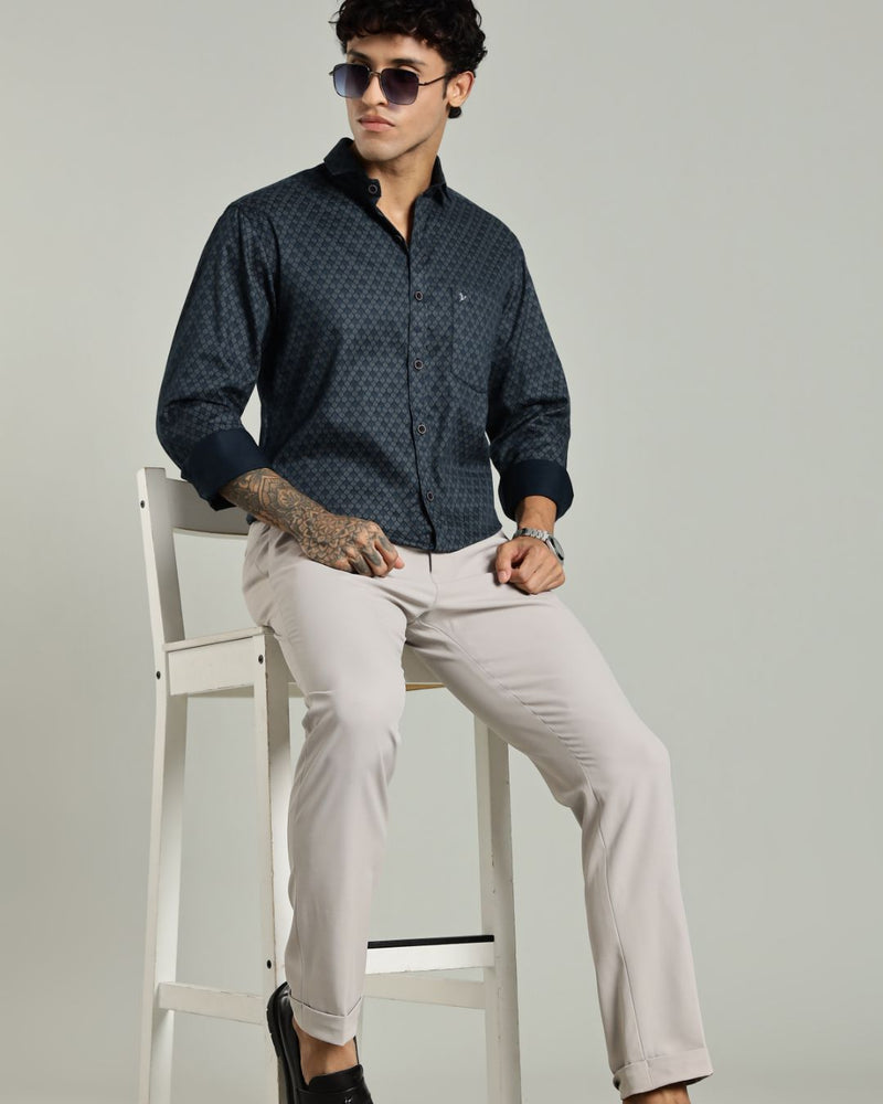 Royal Blue Diamond Print -Full-Stain Proof