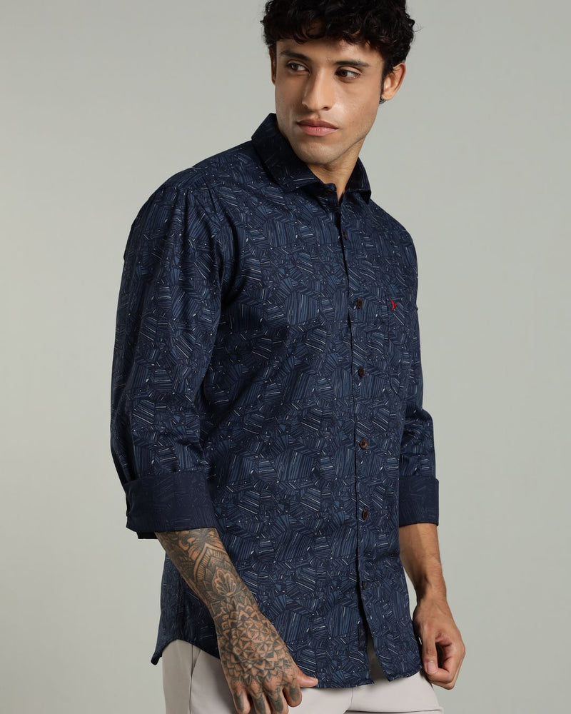 Navy Blue Laser Print -Full-Stain Proof