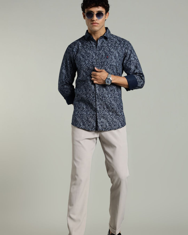 Navy Blue Mystery Print -Full-Stain Proof