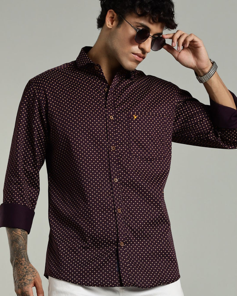 Wine Floral Print-Full-Stain Proof