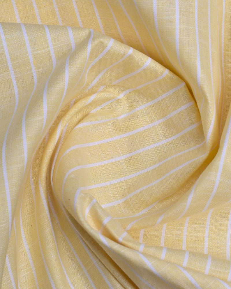 Yellow and Big White Stripes -Full-Bamboo Linen