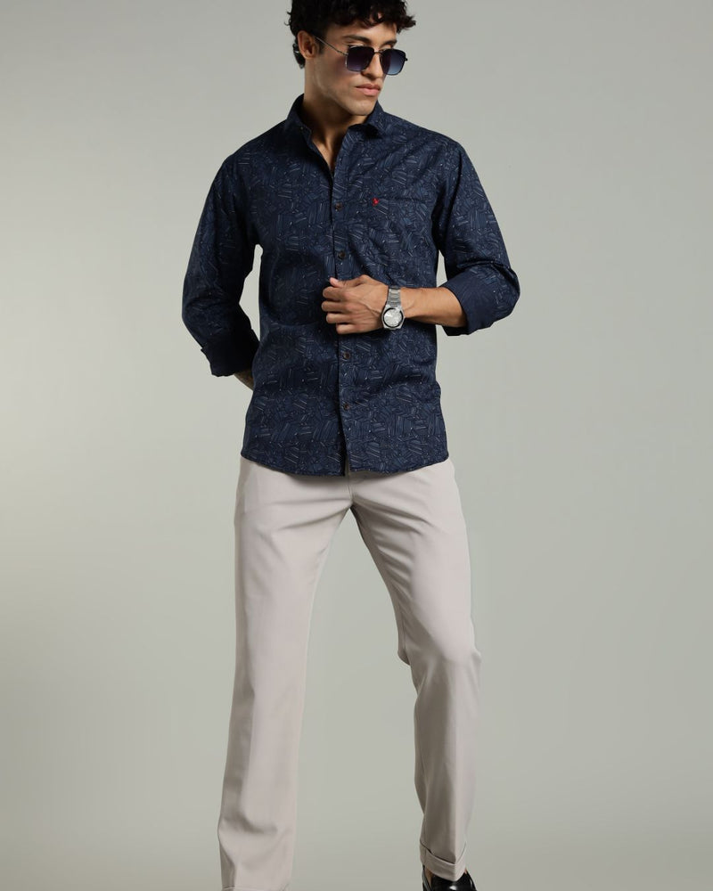 Navy Blue Laser Print -Full-Stain Proof