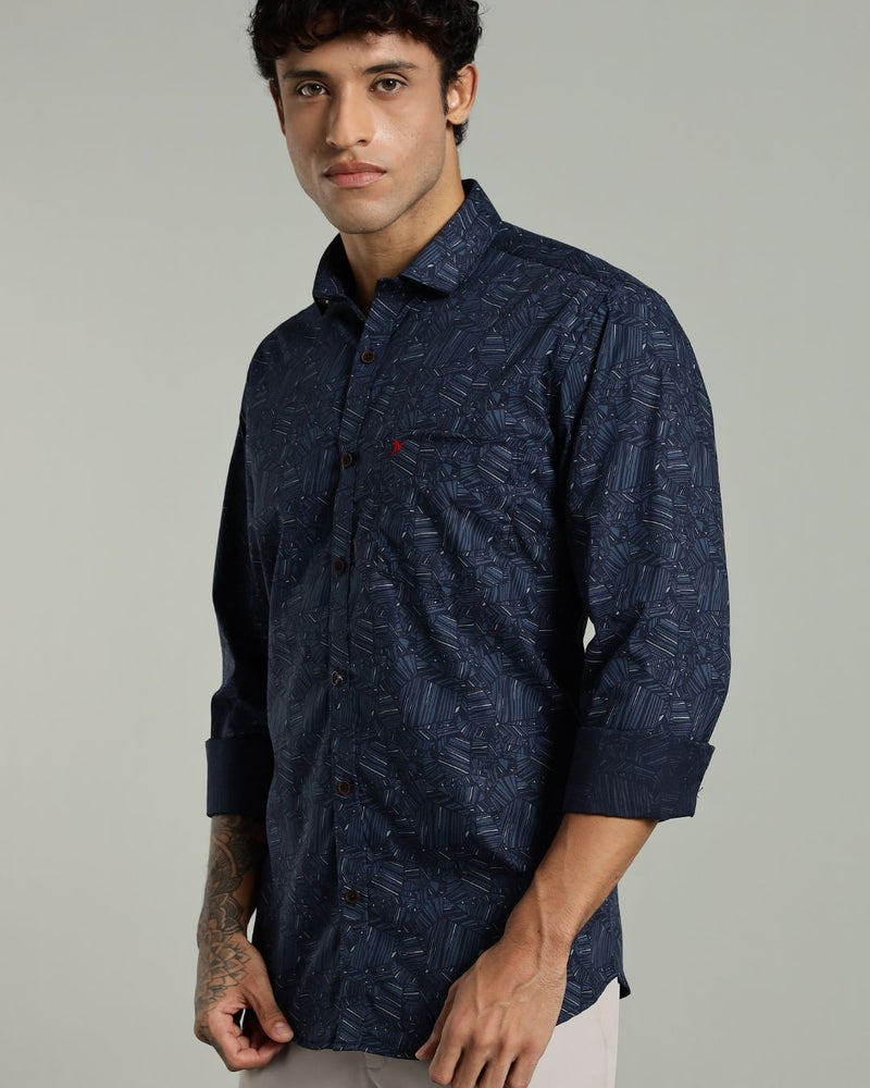 Navy Blue Laser Print -Full-Stain Proof