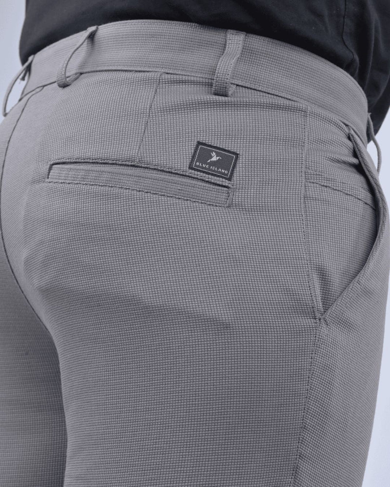 Grey Square Checked - 2 way stretch - COTTON PANT