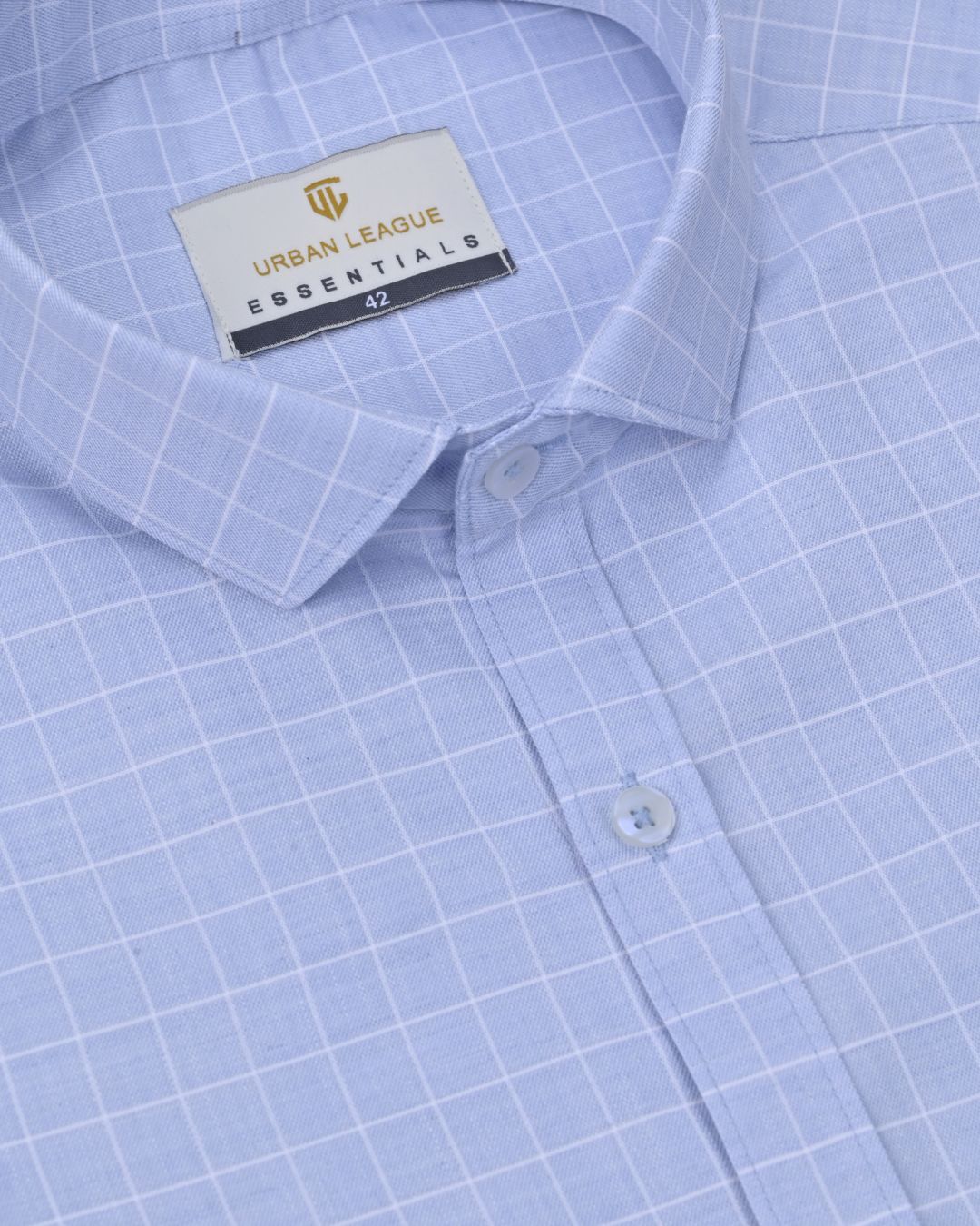 Blue Mini Checks - Full Sleeve - Formal Linen