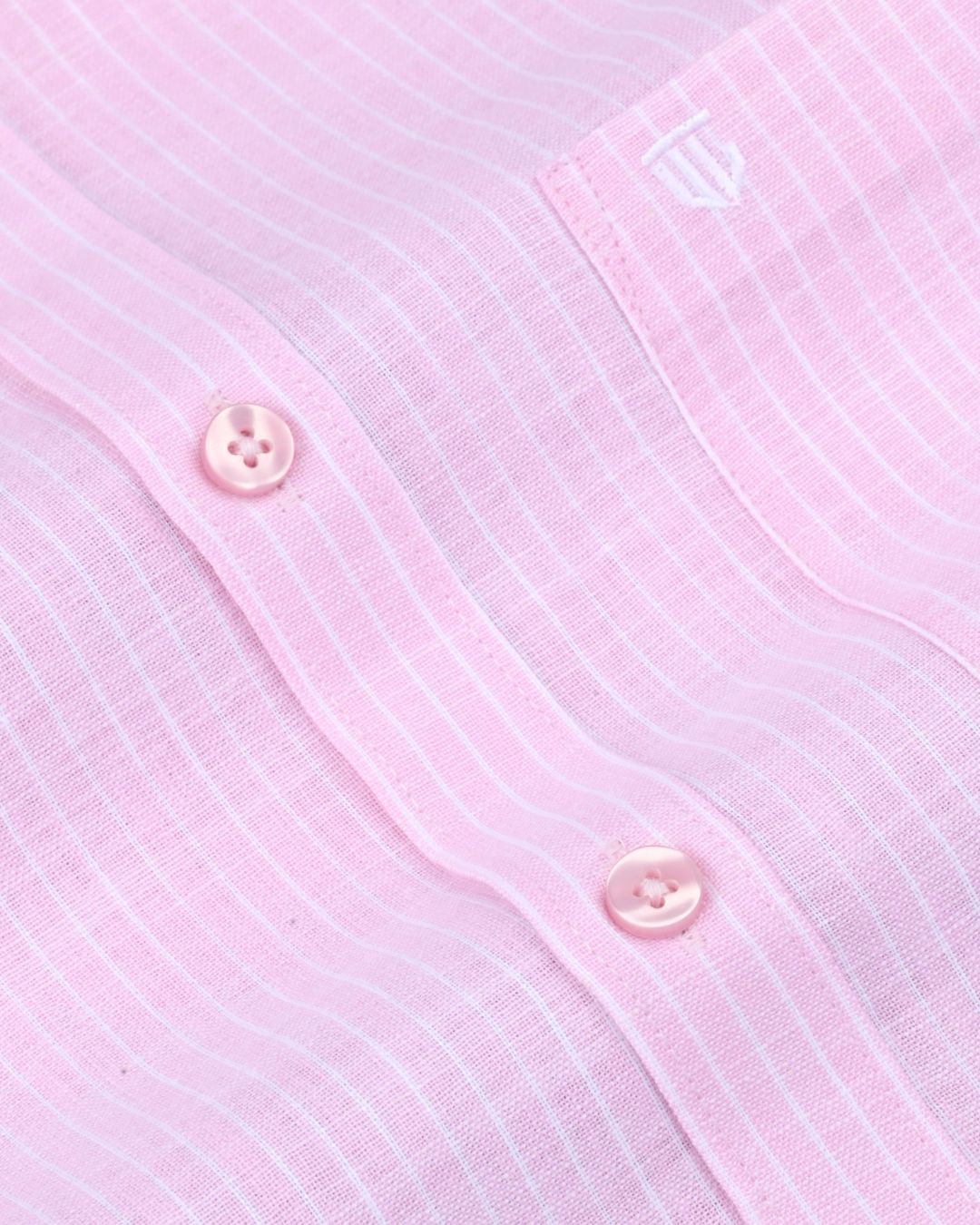 Pink & White - Full Sleeve - Striped Linen