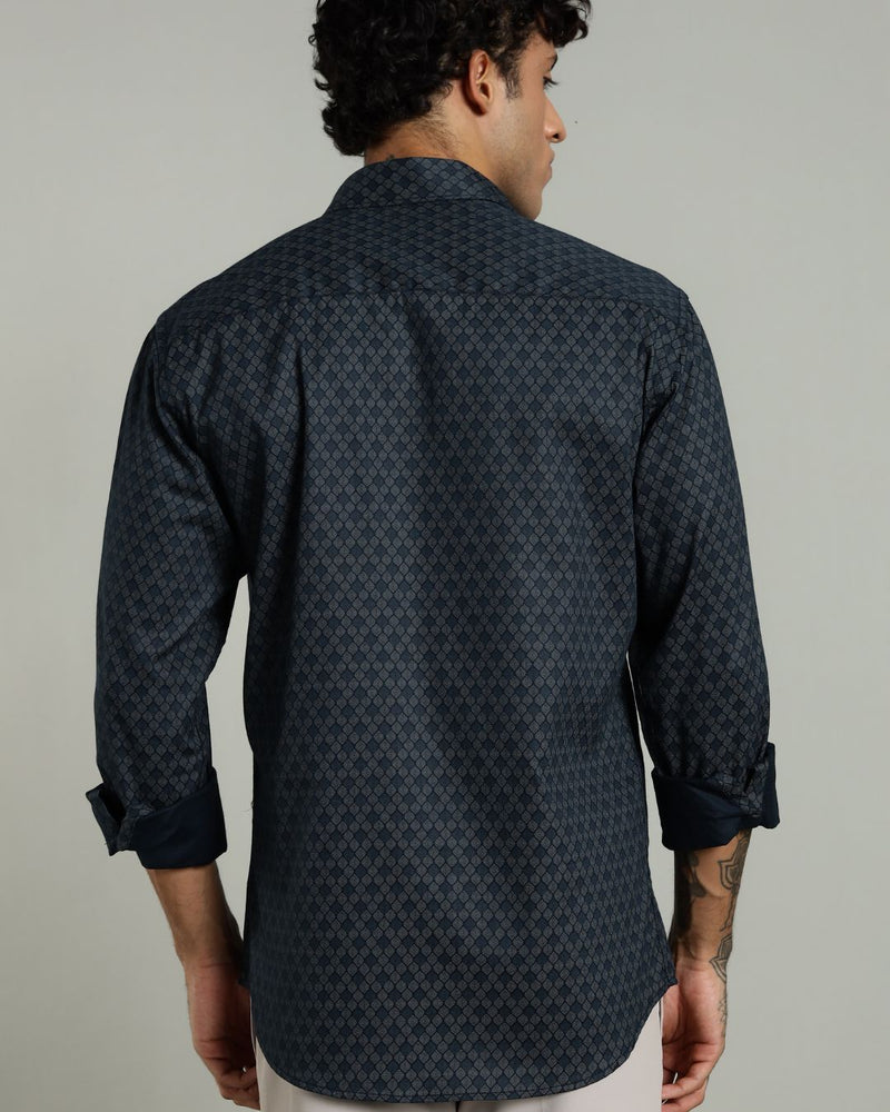 Royal Blue Diamond Print -Full-Stain Proof