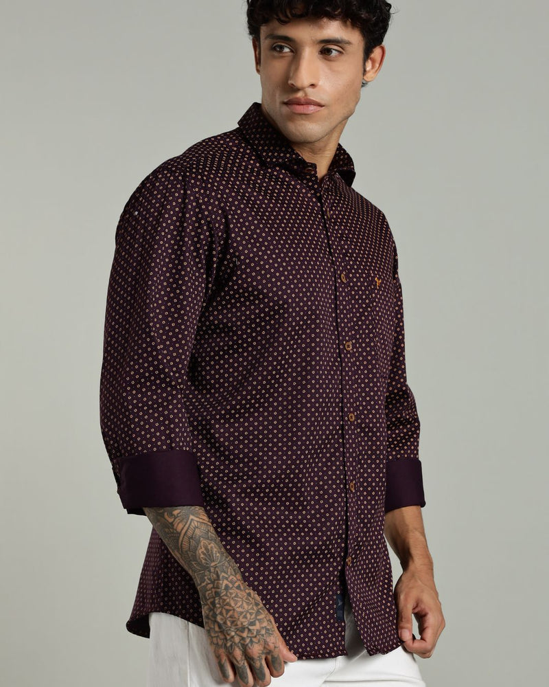 Wine Floral Print-Full-Stain Proof