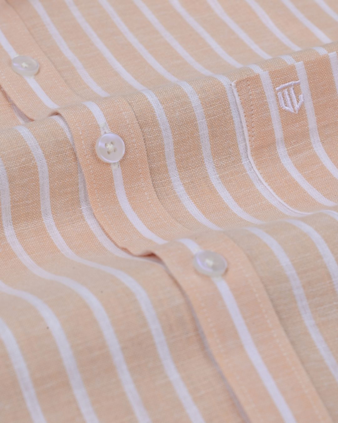 Peach Orange Stripes - Full Sleeve - Formal Linen