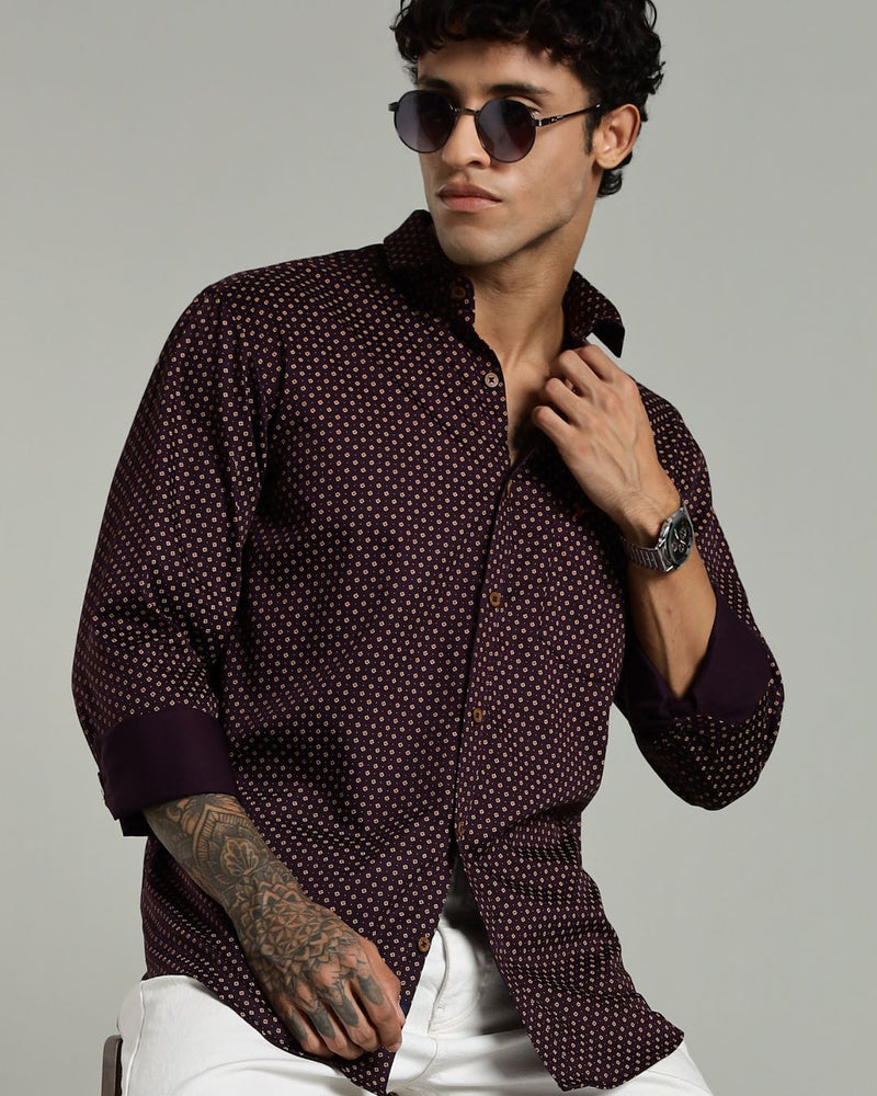 Wine Floral Print-Full-Stain Proof