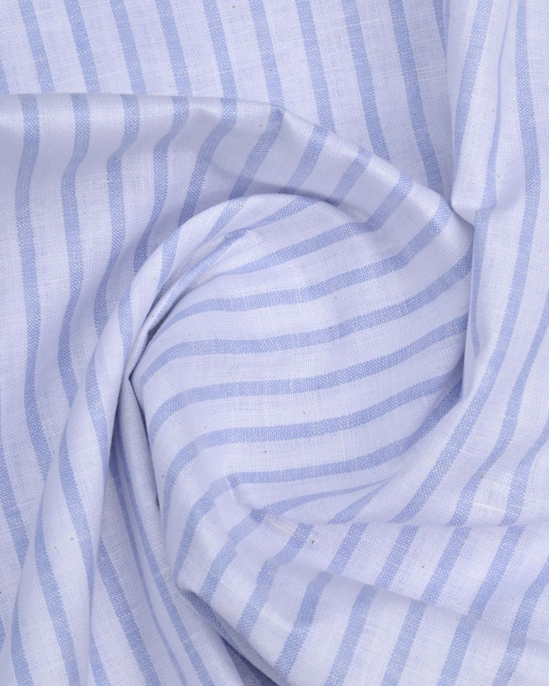 Cosmic Blue and White Stripes -Full-Bamboo Linen
