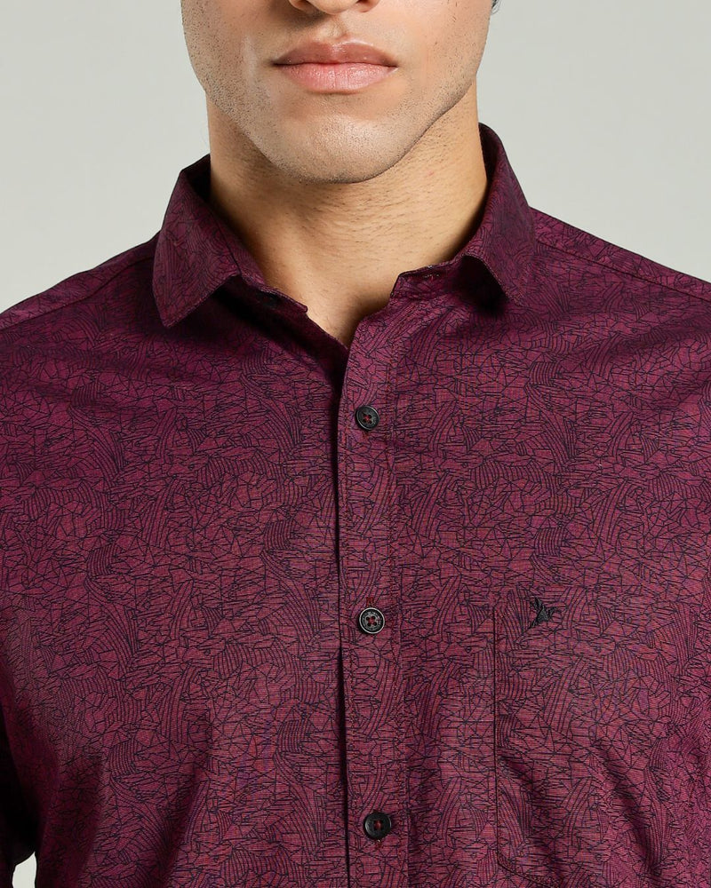 Maroon Matrix Print -Full-Stain Proof