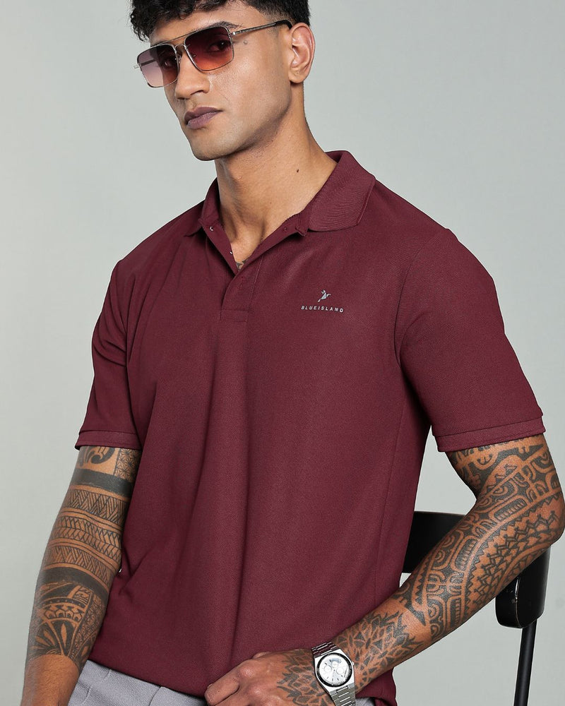 Majestic Maroon - Active wear Polo Tshirt