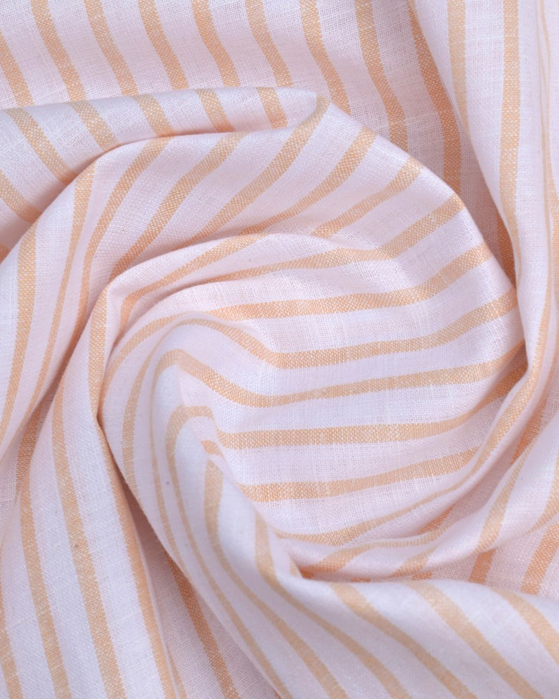 Rust Orange and White Stripes -Full-Bamboo Linen