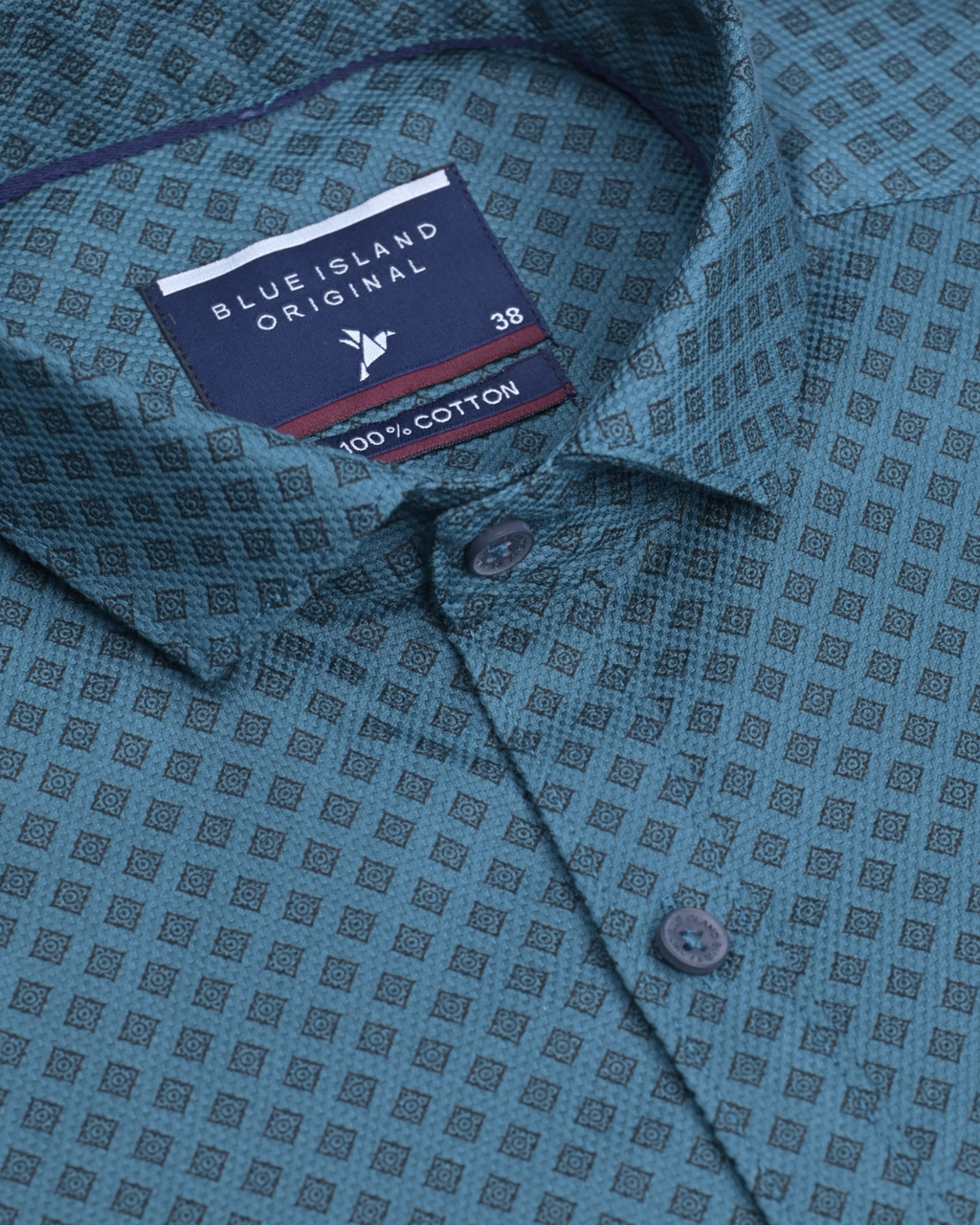 Peacock Blue Retro print - Half Sleeve - Stain Proof