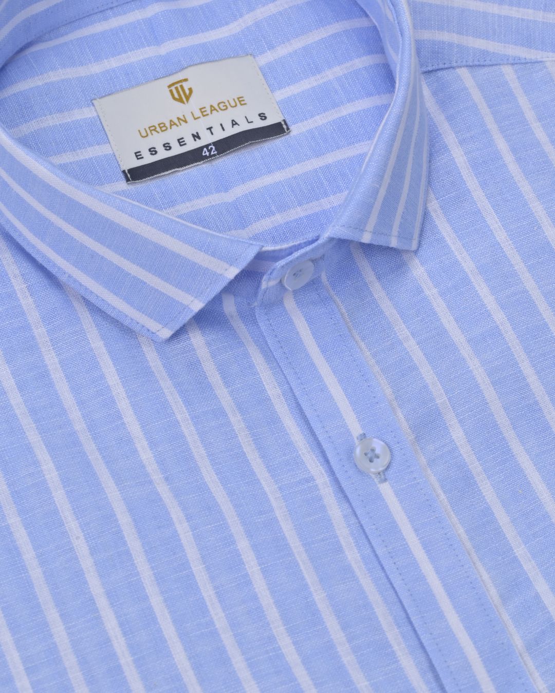 Sky Blue Stripes - Full Sleeve - Formal Linen
