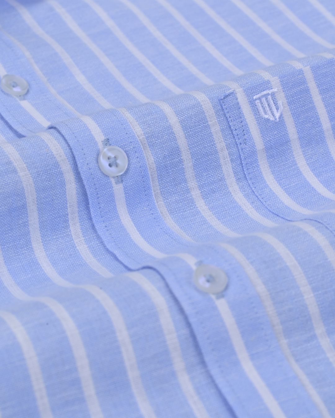 Sky Blue Stripes - Full Sleeve - Formal Linen