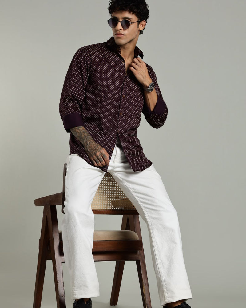 Wine Floral Print-Full-Stain Proof