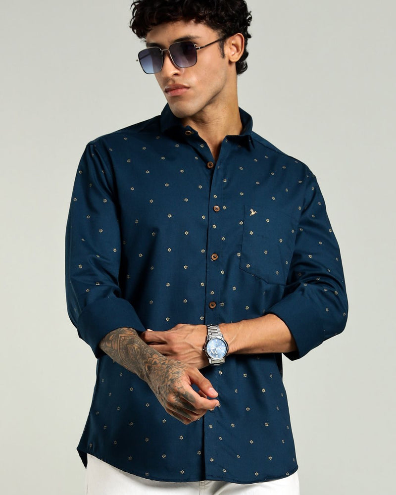 Hunter Green and Golden Petal Print -Full-Stain Proof