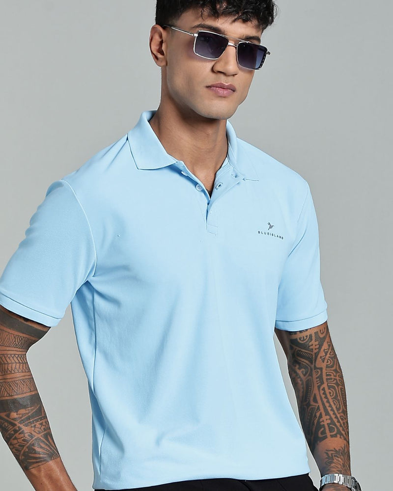 Sky Blue - Active wear Polo Tshirt