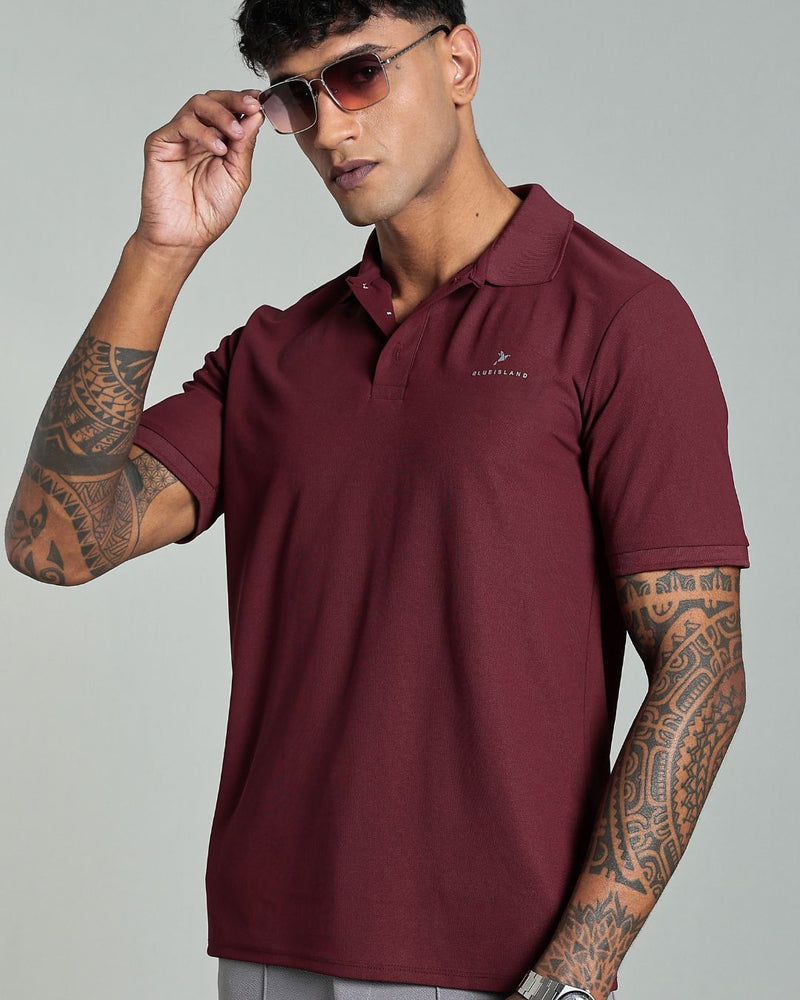 Majestic Maroon - Active wear Polo Tshirt