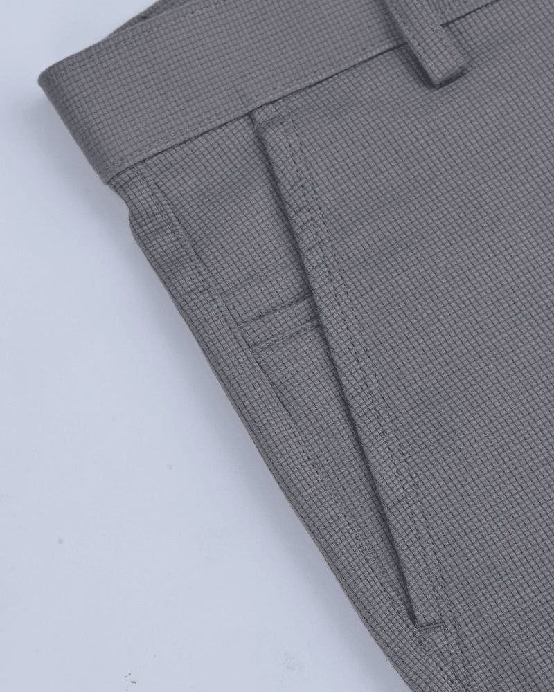 Grey Square Checked - 2 way stretch - COTTON PANT