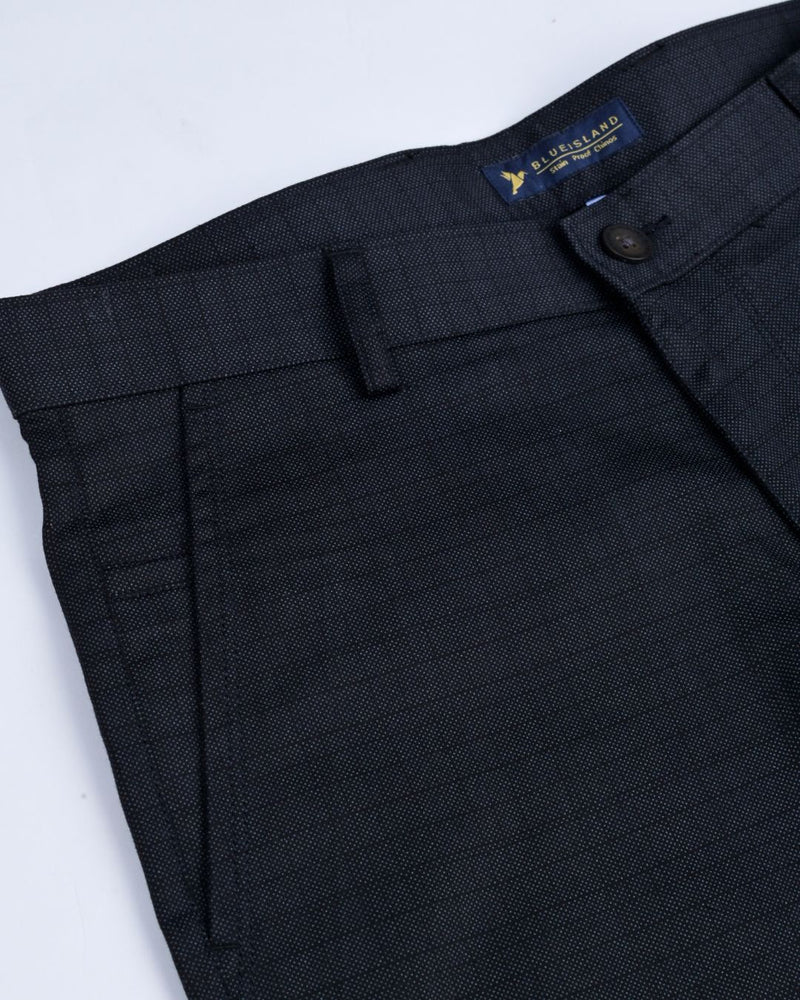 Black Grain Checked - 2 way stretch - COTTON PANT