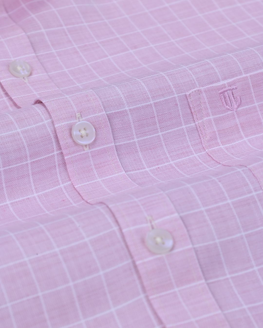 Pink Mini Checks - Full Sleeve - Formal Linen