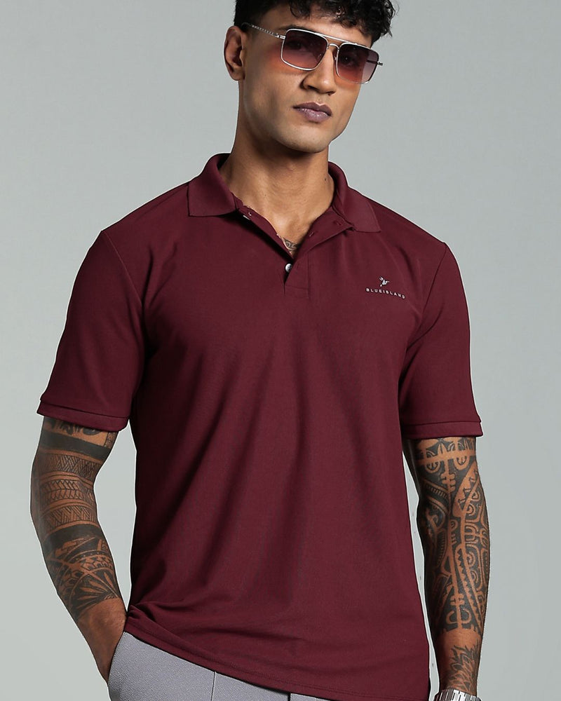 Majestic Maroon - Active wear Polo Tshirt