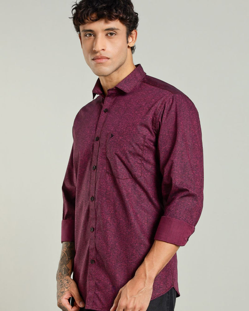 Maroon Matrix Print -Full-Stain Proof