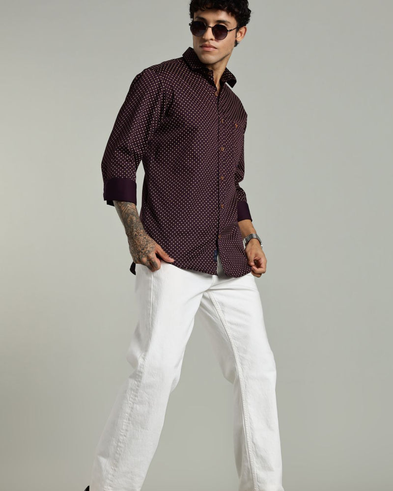 Wine Floral Print-Full-Stain Proof