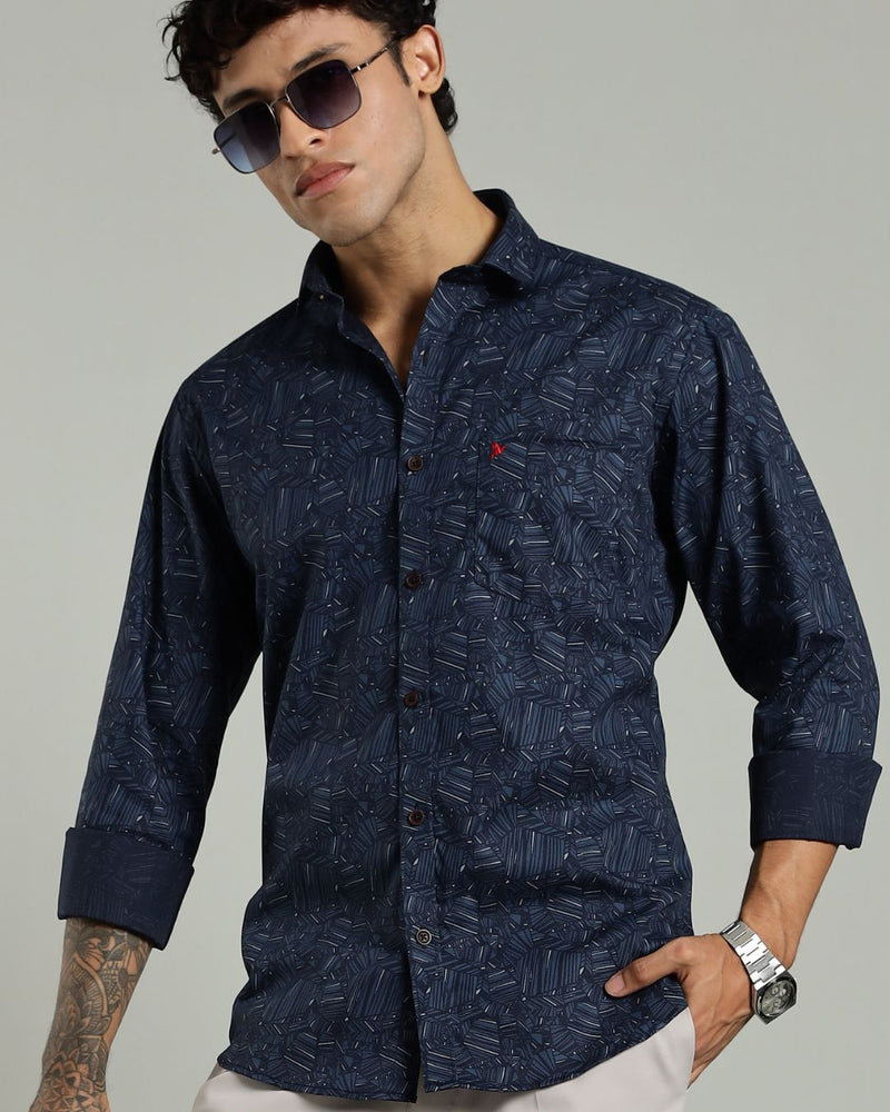 Navy Blue Laser Print -Full-Stain Proof