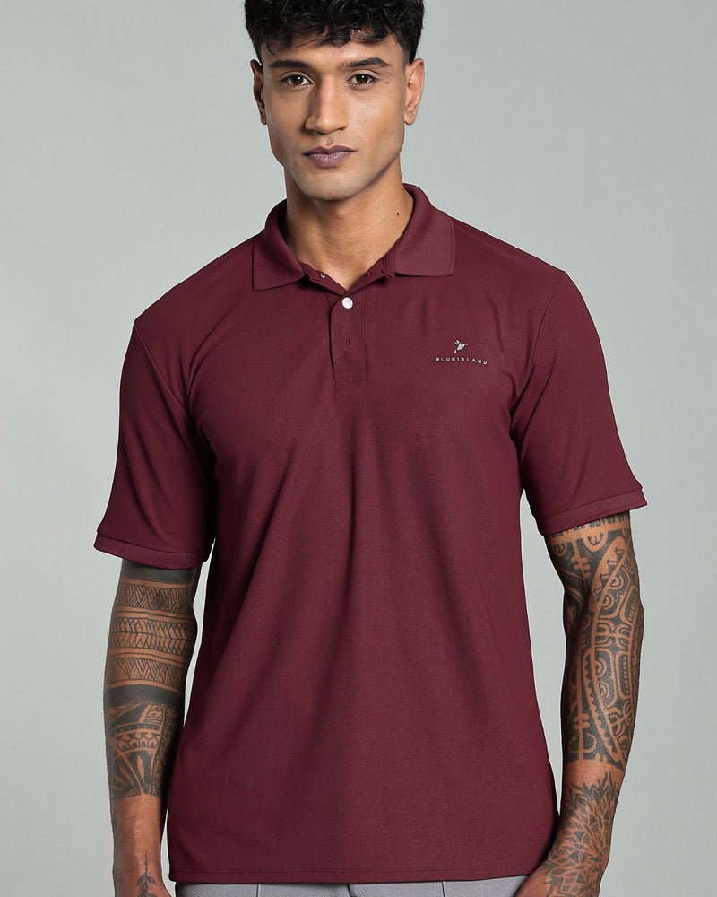Majestic Maroon - Active wear Polo Tshirt