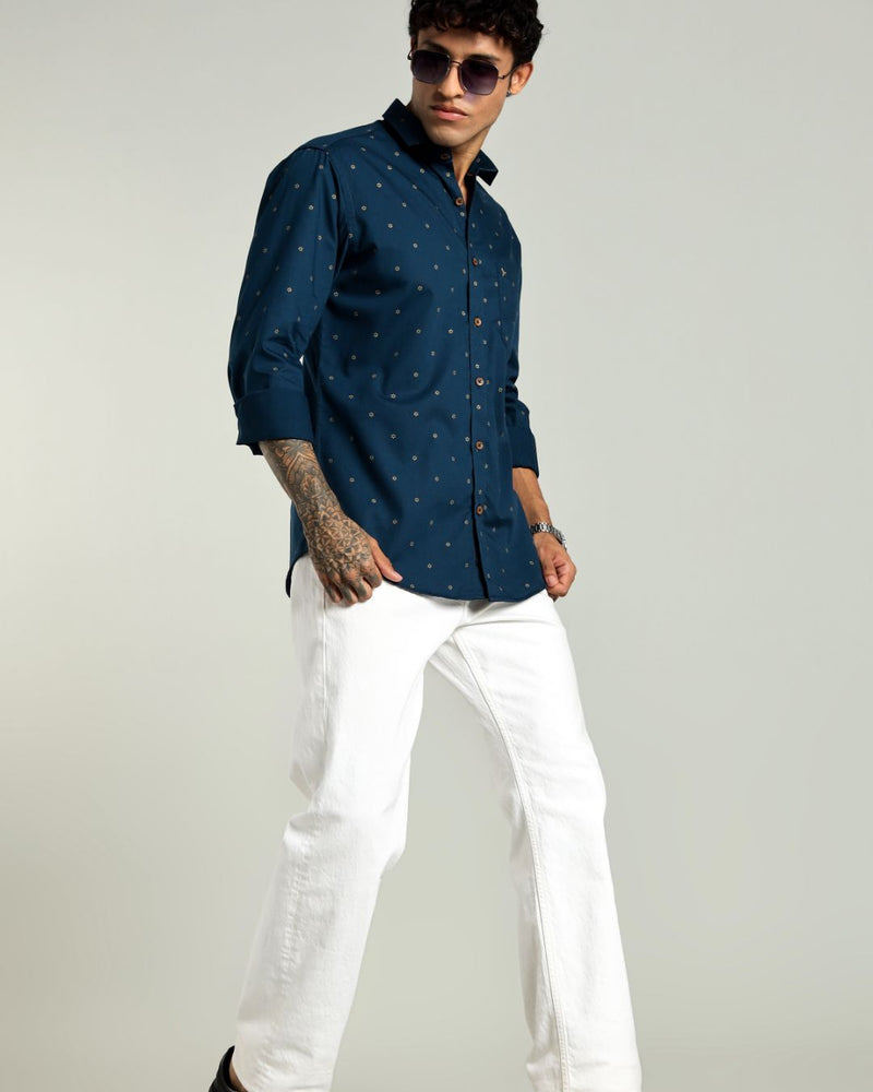 Hunter Green and Golden Petal Print -Full-Stain Proof