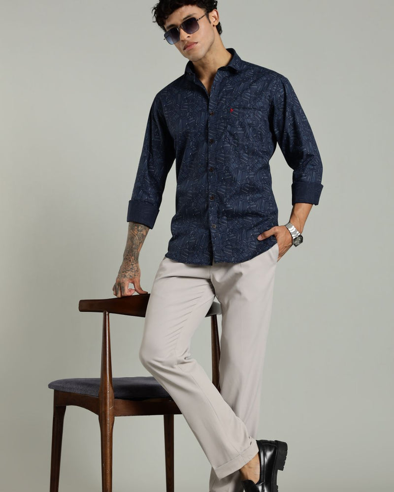 Navy Blue Laser Print -Full-Stain Proof