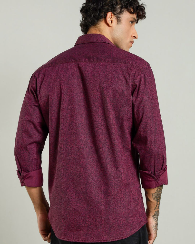 Maroon Matrix Print -Full-Stain Proof