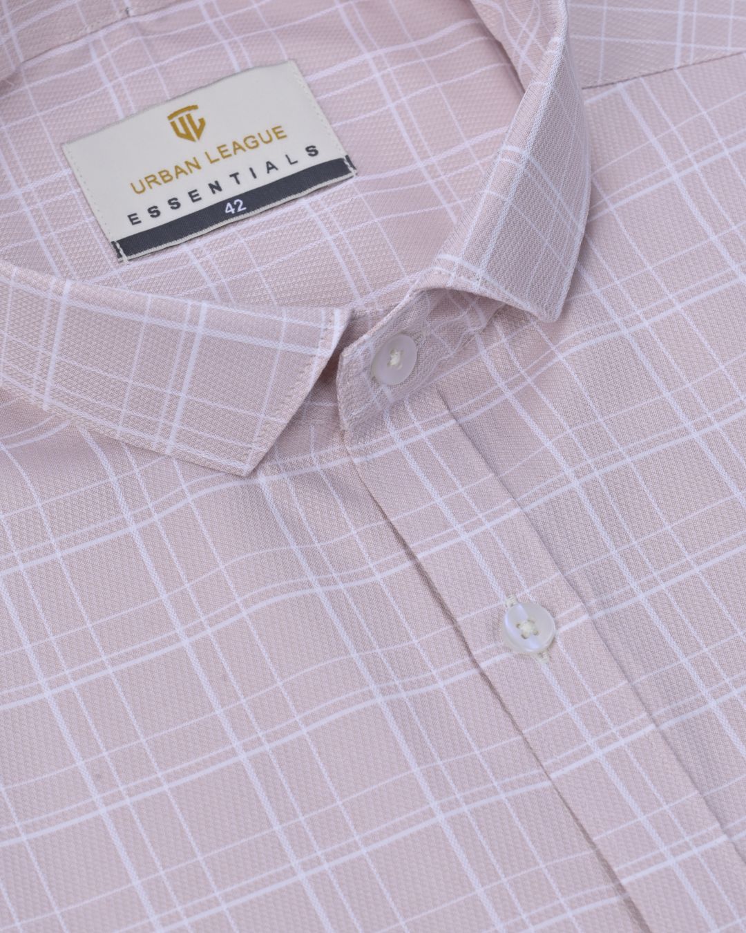 Lite Orange Line Checks - Full Sleeve - Formal Linen