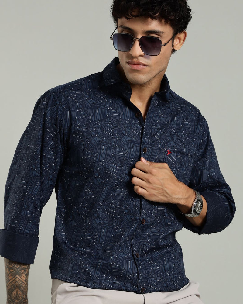 Navy Blue Laser Print -Full-Stain Proof