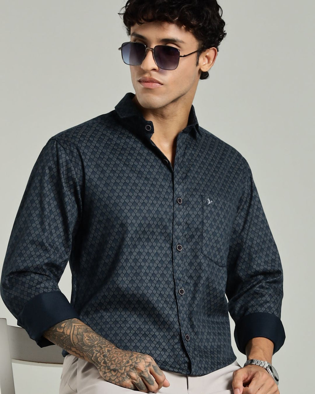 Royal Blue Diamond Print -Full-Stain Proof