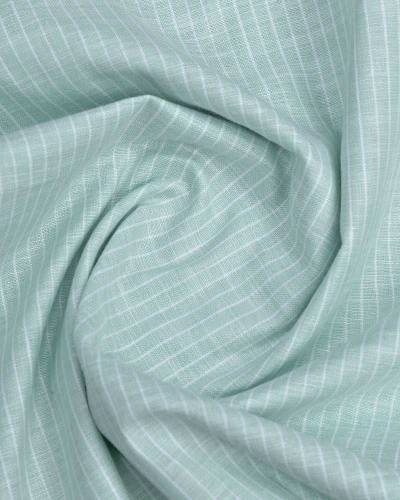 Tea Green and White Stripes -Full-Bamboo Linen