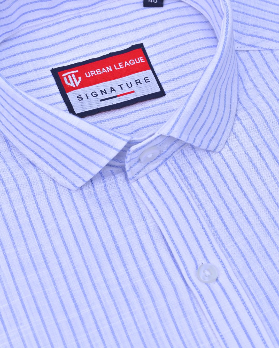 White & Blue Stripes - Full Sleeve - Bamboo Linen