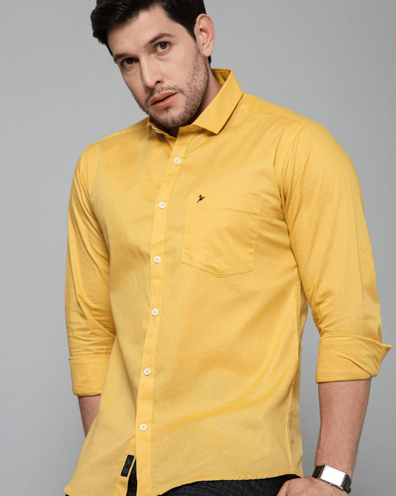 Golden Yellow Cotton Linen -Full-Stain Proof