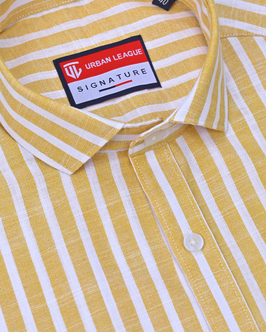 Mustard Yellow & White Stripes - Full Sleeve - Bamboo Linen