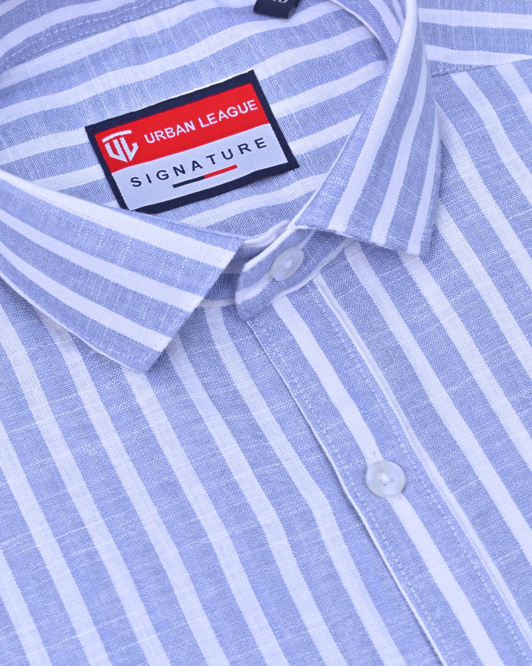Aqua Blue & White Stripes - Full Sleeve - Bamboo Linen