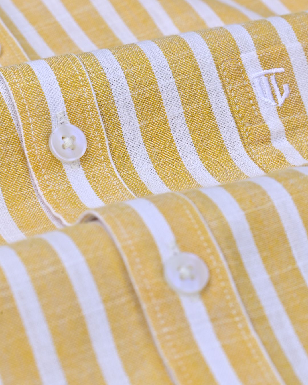 Mustard Yellow & White Stripes - Full Sleeve - Bamboo Linen