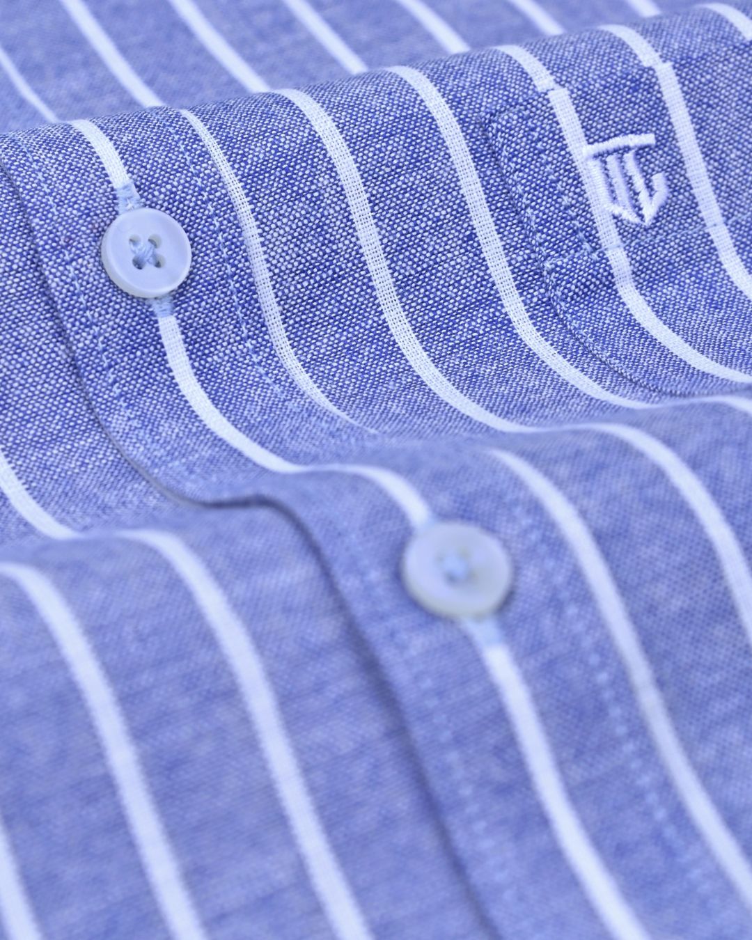 Denim Blue & White Stripes - Full Sleeve - Bamboo Linen