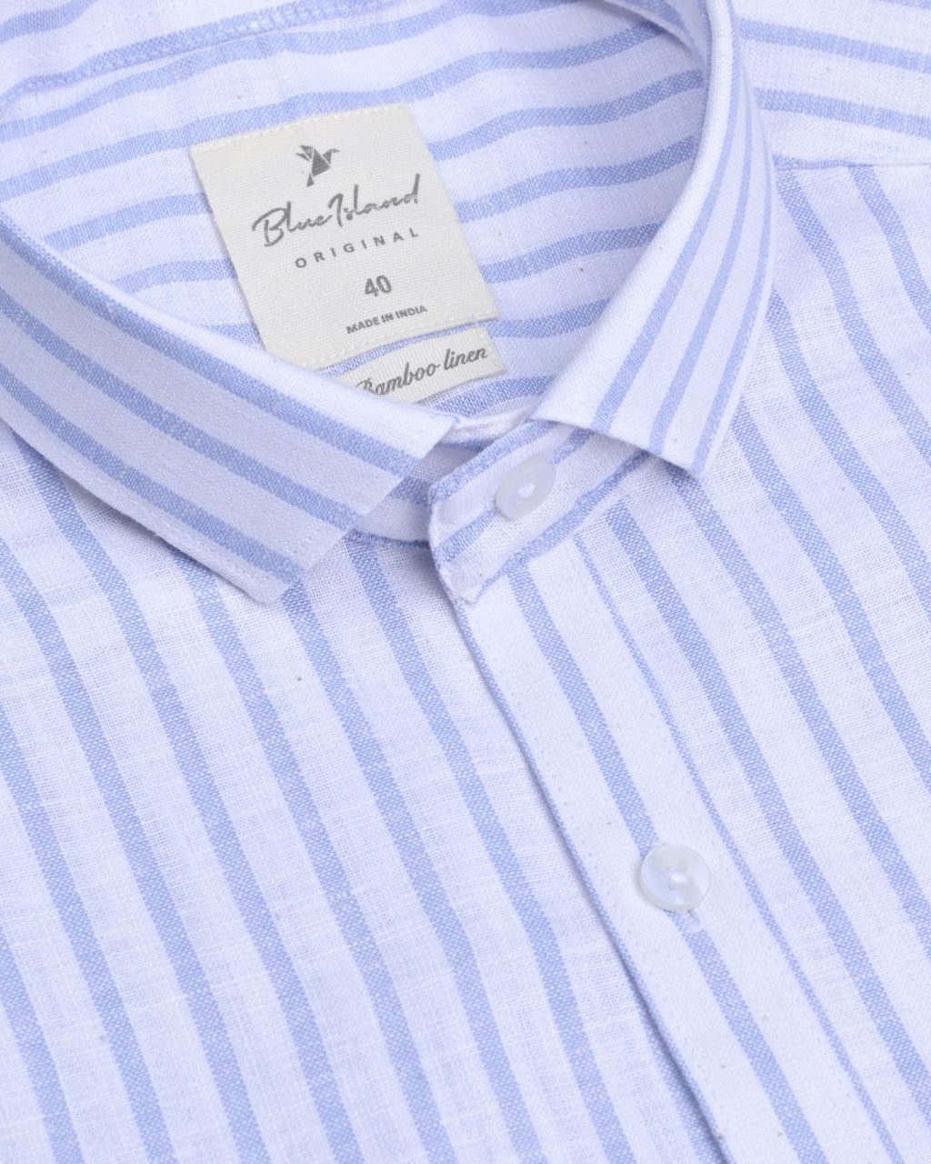 Cosmic Blue and White Stripes -Full-Bamboo Linen