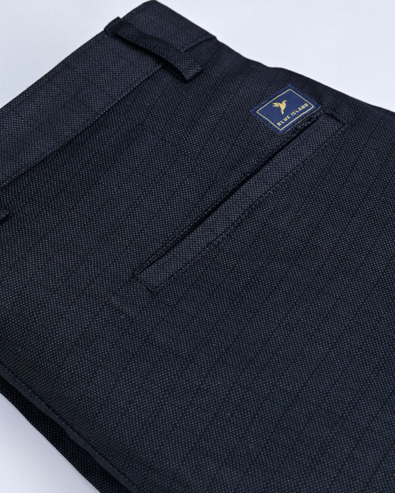 Black Grain Checked - 2 way stretch - COTTON PANT