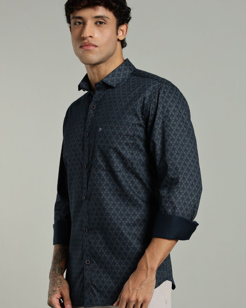 Royal Blue Diamond Print -Full-Stain Proof